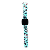 Personalized Peach & Blue Leopard Watch Band with Monogram for Fitbit Versa 3 & Fitbit Sense - hipave