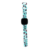 Personalized Peach & Blue Leopard Watch Band with Name for Fitbit Versa 3 & Fitbit Sense - hipave