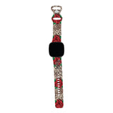 Personalized Leopard + Roses Watch Band with Name for Fitbit Versa 3 & Fitbit Sense - hipave