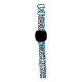 Personalized Turquoise Leopard Watch Band with Name for Fitbit Versa 3 & Fitbit Sense - hipave