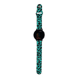 Personalized Azure Blue Leopard 20mm Watch Band with Name for Samsung, Garmin and Others - hipave