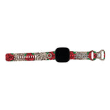 Personalized Medical Alert Watch Band for Fitbit Versa 3 & Fitbit Sense (Leopard + Roses) - hipave