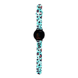 Personalized Peach & Blue Leopard 20mm Watch Band with Name for Samsung, Garmin and Others - hipave