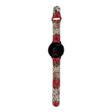 Personalized Leopard + Roses 20mm Watch Band with Monogram for Samsung, Garmin and Others - hipave