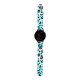 Personalized Peach & Blue Leopard 20mm Watch Band with Monogram for Samsung, Garmin and Others - hipave