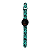 Personalized Azure Blue Leopard 20mm Watch Band with Monogram for Samsung, Garmin and Others - hipave
