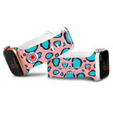 Personalized Medical Alert Apple Watch Band (Turquoise Leopard Pattern)