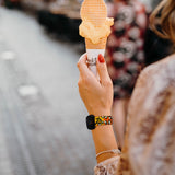 Personalized Yellow & Orange Leopard Watch Band with Monogram for Fitbit Versa 3 & Fitbit Sense - hipave