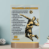 Custom LED Plaque with Volleyball Life Lessons | Thick Clear Acrylic - hipave