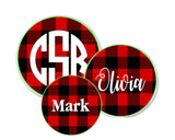 Personalized Buffalo Plaid Wireless Charger with Monogram