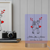 Custom LED Plaque with Couple Illustration and Names | Thick Clear Acrylic - hipave